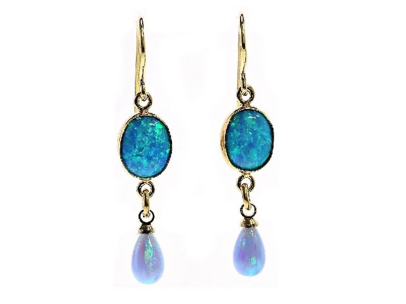 Vibrant Gemstone Earrings-Yaron Morhaim Gold Opal Drop Earrings