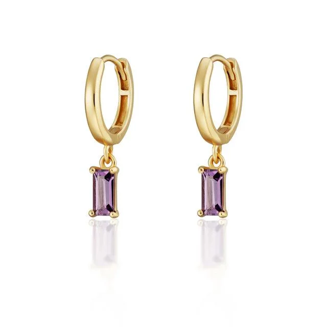 Crystal Hoop Earrings-Scream Pretty Hannah Martin Gold Violet Charm Hoop Earrings