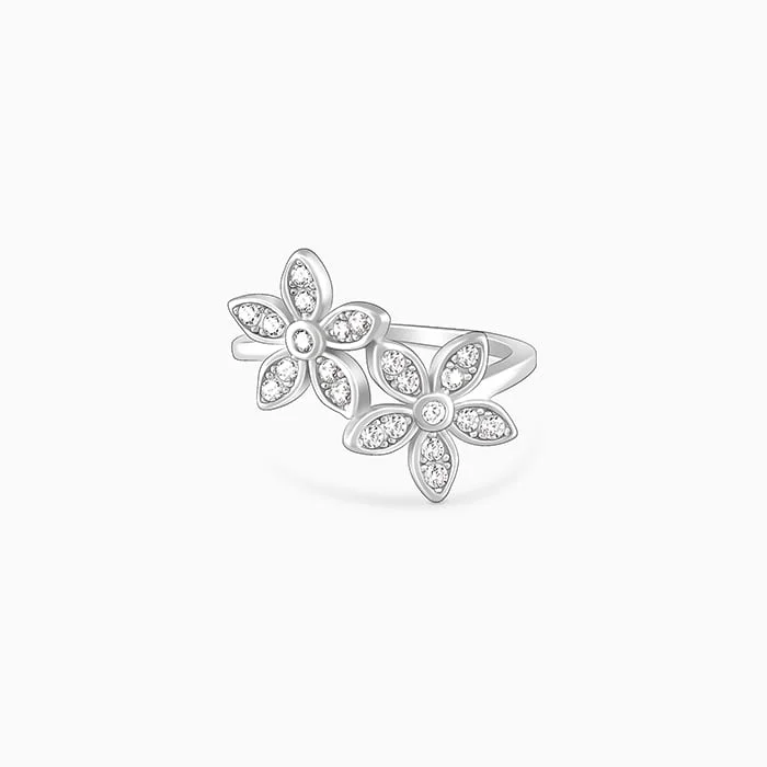 Custom Silver Engagement Ring-Silver Love's Flower Ring