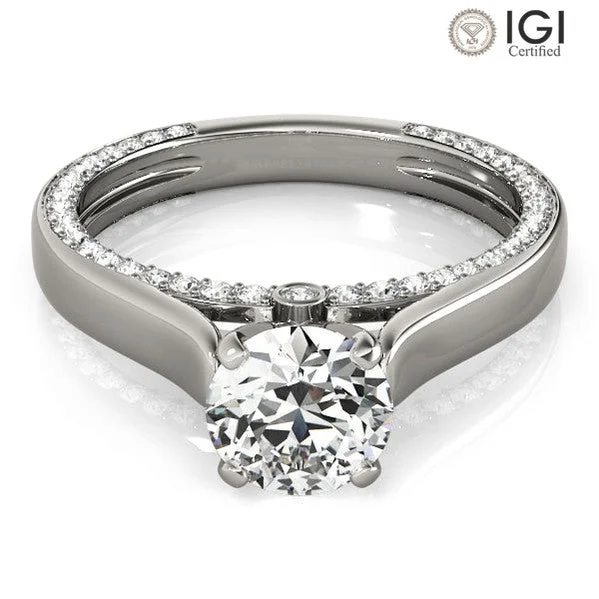 Elegant Cocktail Ring-Estella Round Lab Grown Diamond Solitaire Engagement Ring IGI Certified