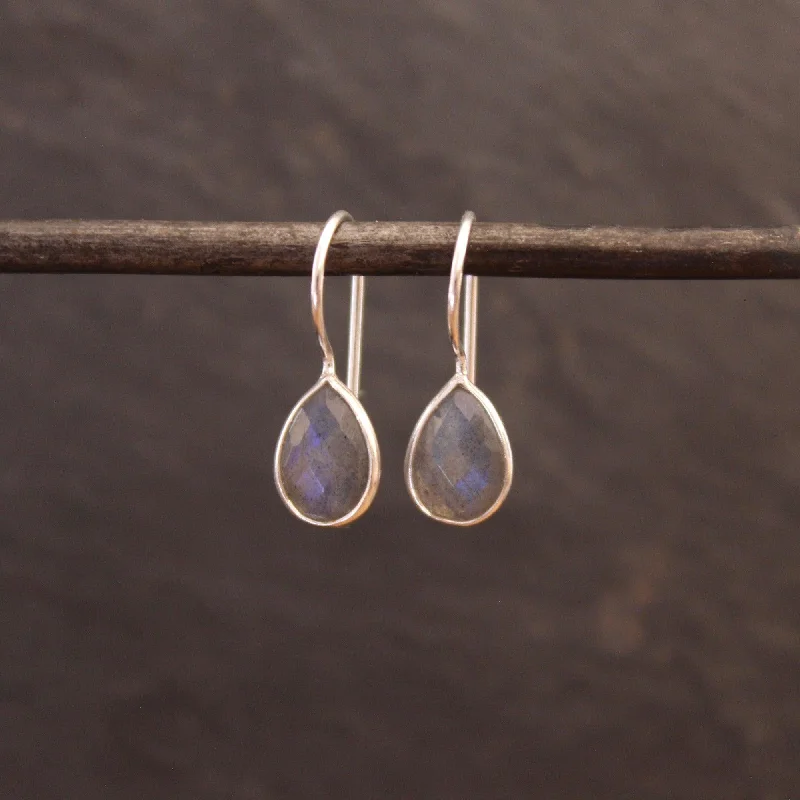 Elegant Leaf Earrings-Labradorite Teardrop Earrings