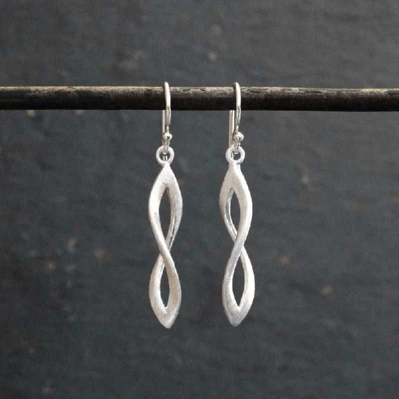 Tiny Stud Earrings-Brushed Silver Infinity Twist Earrings