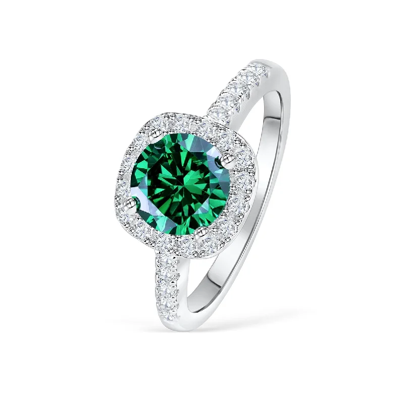 Gemstone Stacking Ring-The Halo - Emerald