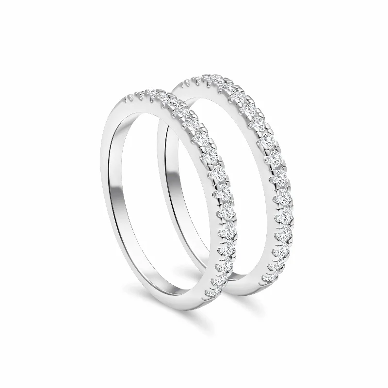 Unique Silver Wedding Ring-The Desire Stacking Set