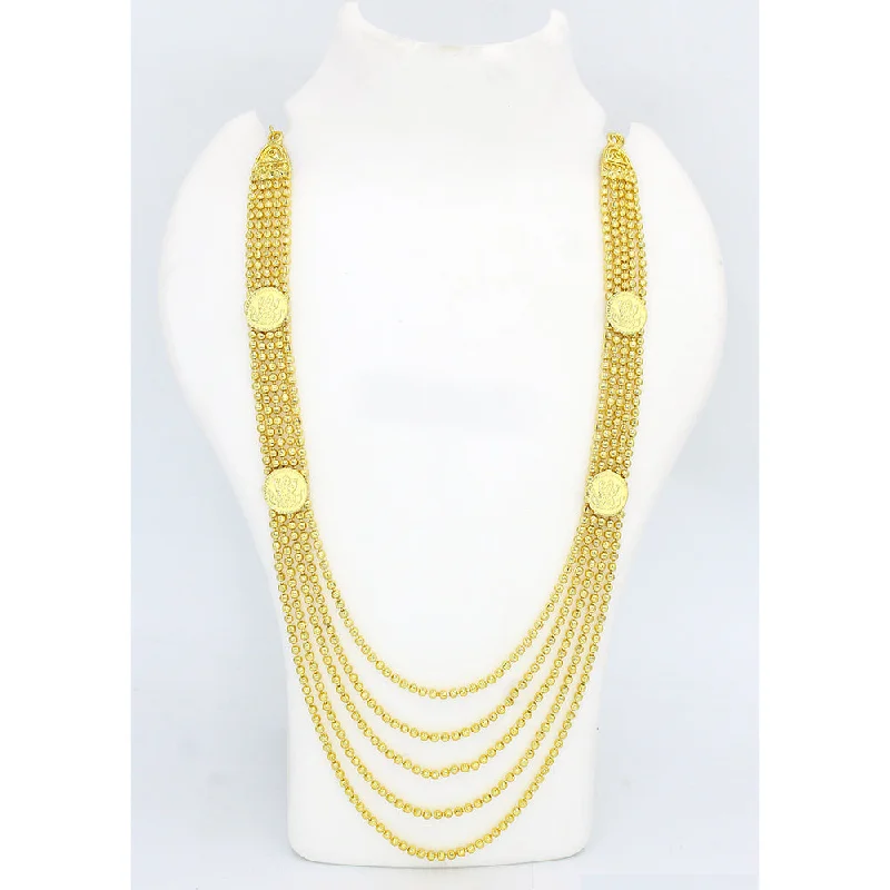 Fashionable Crystal Necklace-Mahavir Forming Look Gold Plated Long Necklace