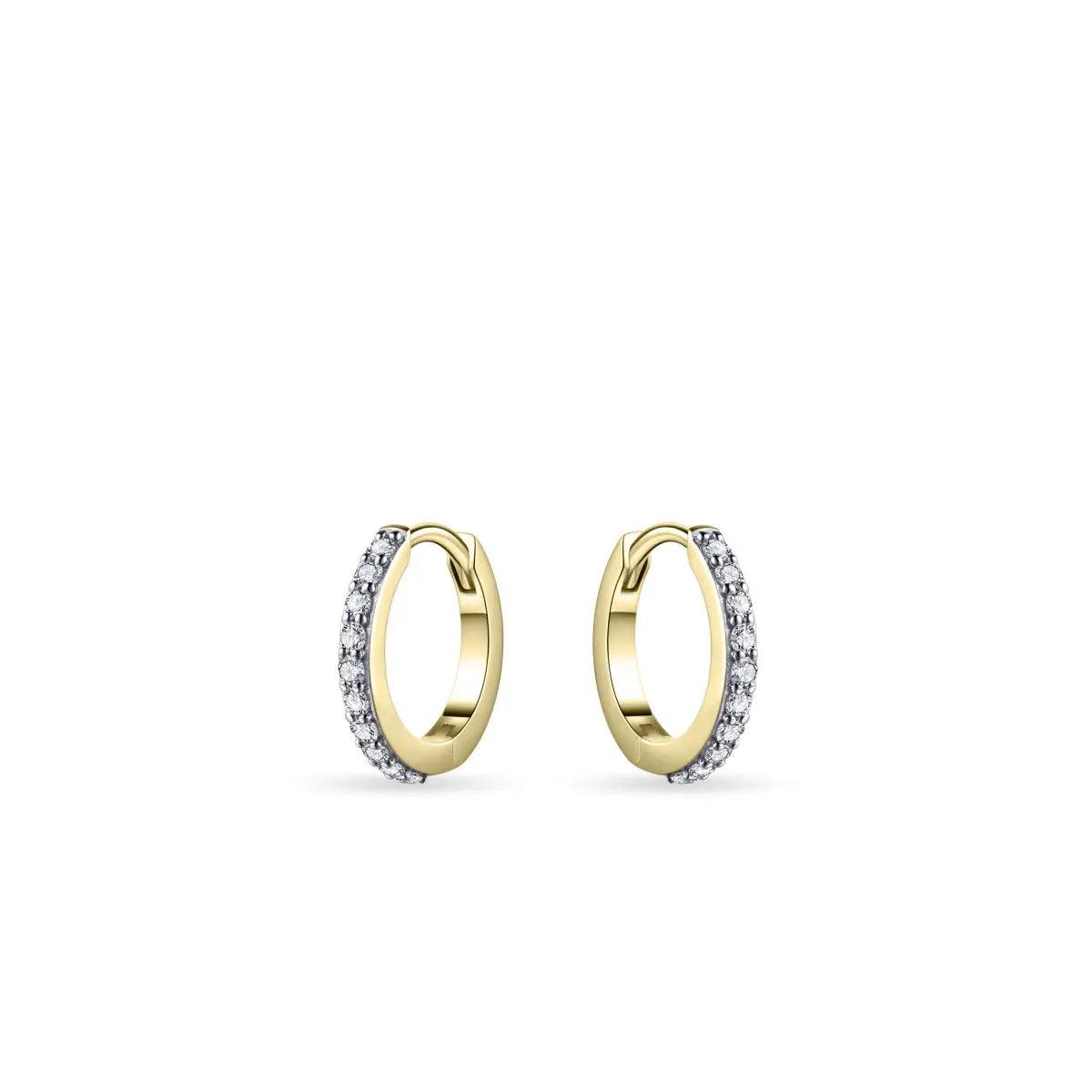 Custom Design Earrings-Every Day Yellow Gold Plated CZ Pave Hoop Earrings