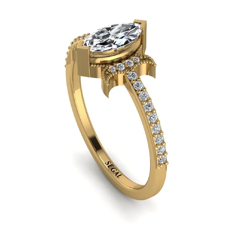 Luxury White Gold Ring-Marquise Cut Diamond Pave Ring - Kathleen No. 1