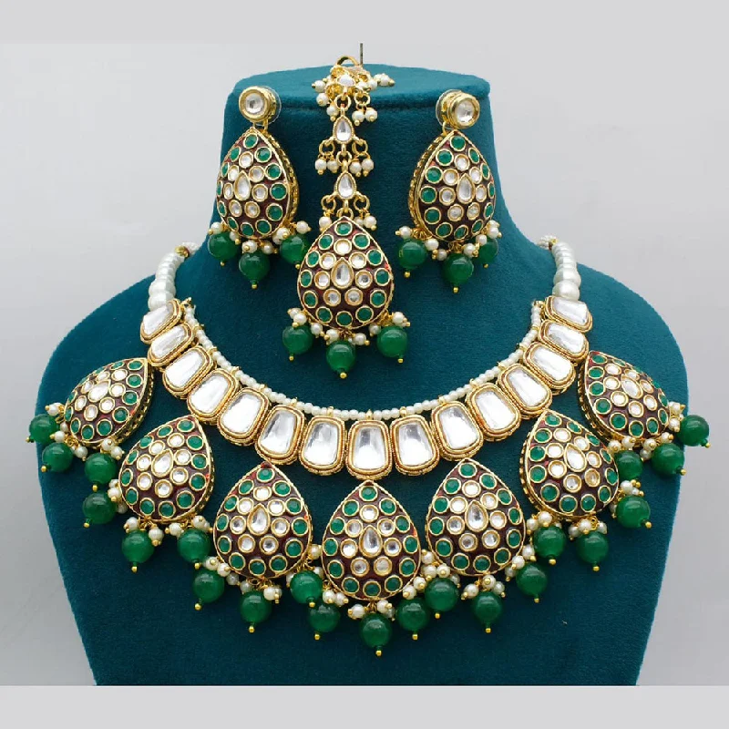 Classic Heart Necklace-Manisha Jewellery Gold Plated Kundan Stone And Meenakari Necklace Set