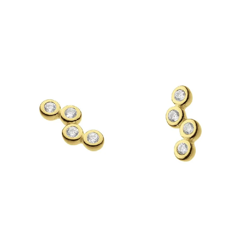 Designer Silver Earrings-Gold Vermeil Scattered Cubic Zirconia Stud Earrings