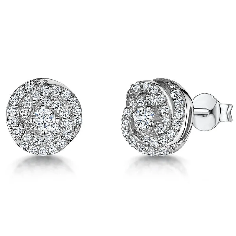 Colored Stone Earrings-Jools CZ Swirl of Cubic Zirconia Stud Earrings