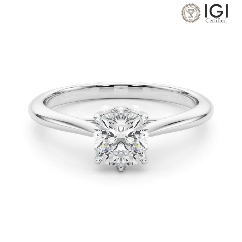 Gemstone Stacking Ring-Grace Cushion Lab Grown Diamond Solitaire Engagement Ring IGI Certified