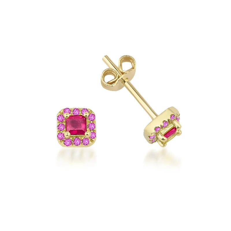 Zodiac Sign Earrings-Fortuna 18k Ruby and Pink Sapphire Earrings