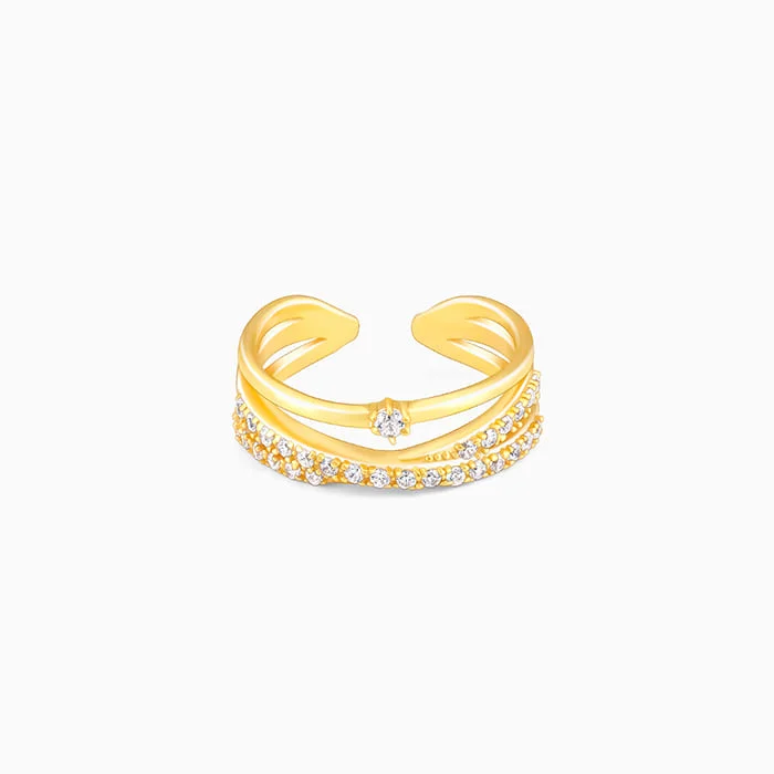 Luxury Engagement Ring-Golden Layered Interweave Ring