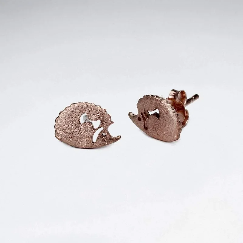 Zodiac Sign Earrings-Kingsley Ryan Rose Gold Vermeil Hedgehog Stud Earrings