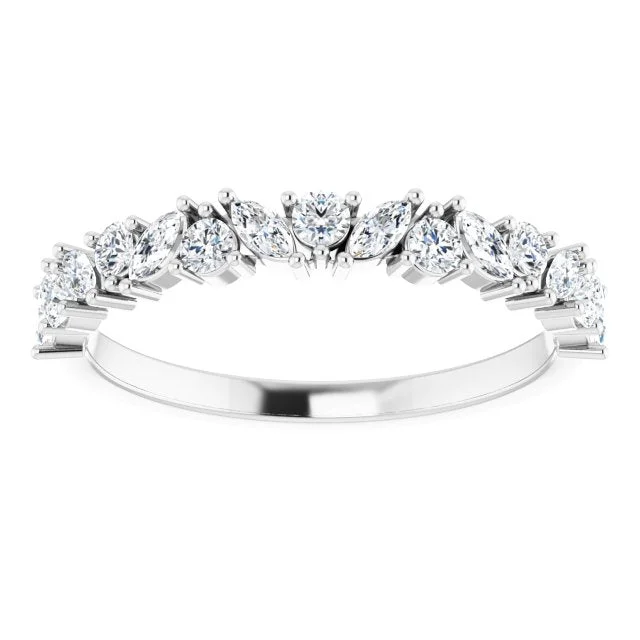 Customizable Birthstone Ring-0.50 ct. Prong Set Marquise And Round Diamond Wedding Band