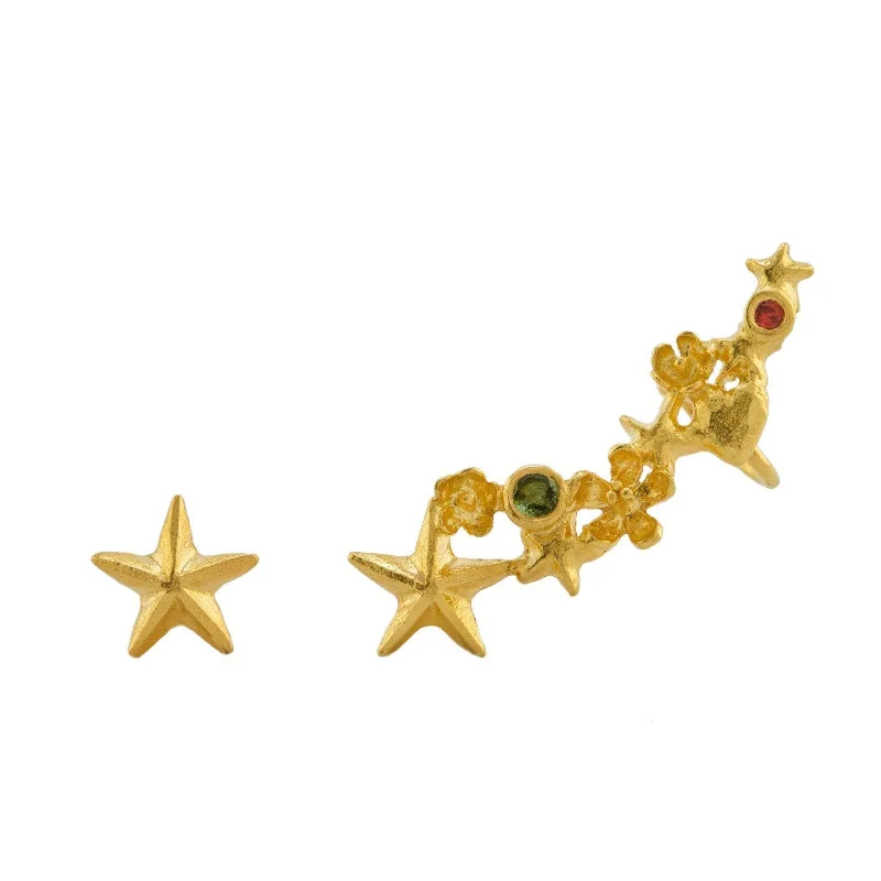 Multicolor Earrings-Alex Monroe Asymmetric Celestial Climber Earrings