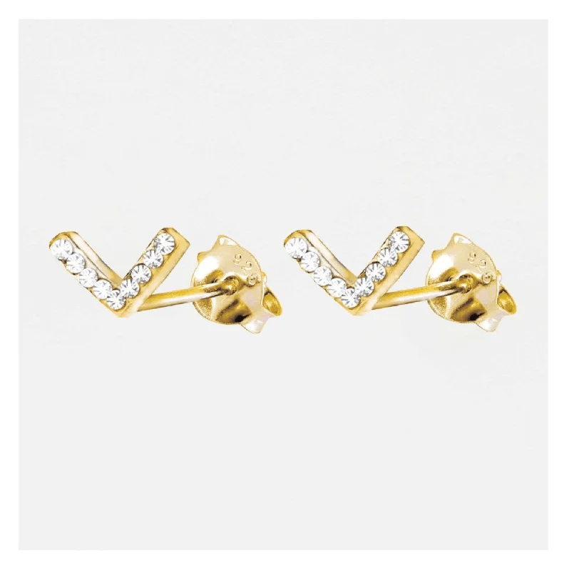 Chic Ear Cuffs-Kingsley Ryan Sparkling V Ear Studs