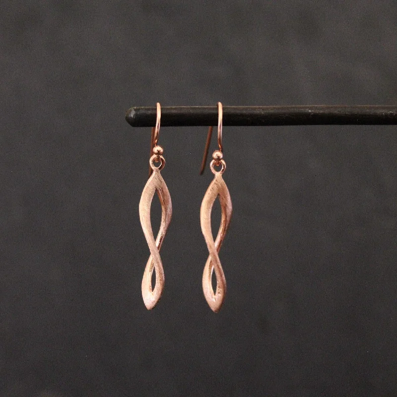 Oval Shaped Earrings-Rose Gold Brushed Infinity Twist Earrings