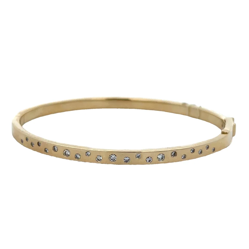 Classic Silver Bangle Set-Flush Set Diamond Bangle Bracelet in Yellow Gold