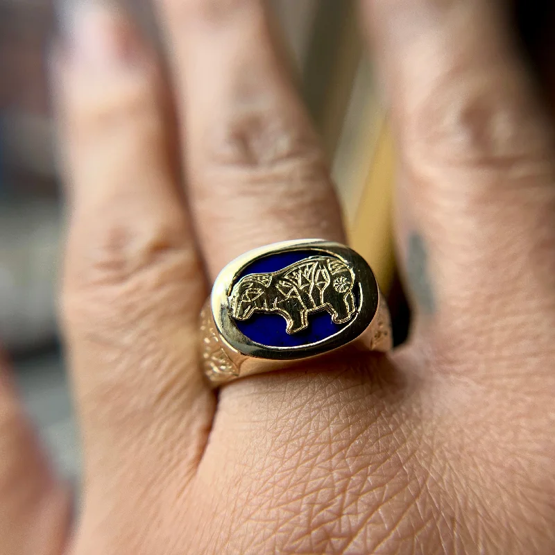 Gold Stacking Rings-Lapis Taweret Ring