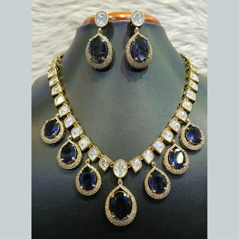 Colorful Gemstone Necklace-Jain Jewellers Gold Plated Polki Kundan Stone Necklace Set