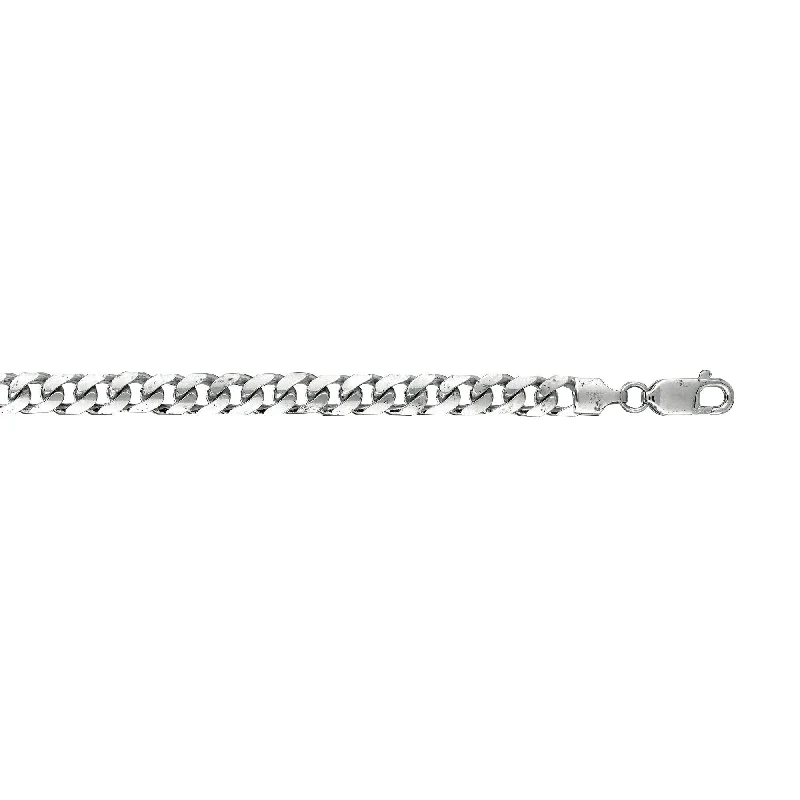 Boho Charm Bracelets-14kt 8.50 inches White Gold 5.8mm Diamond Cut Miami Cuban Link Chain with Lobster Clasp