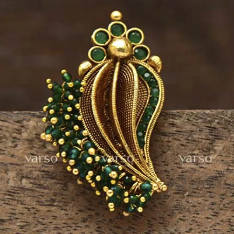 Customizable Name Ring-Darshana Jewels Green Gold Polish Brass Adjustable Ring - 20103A