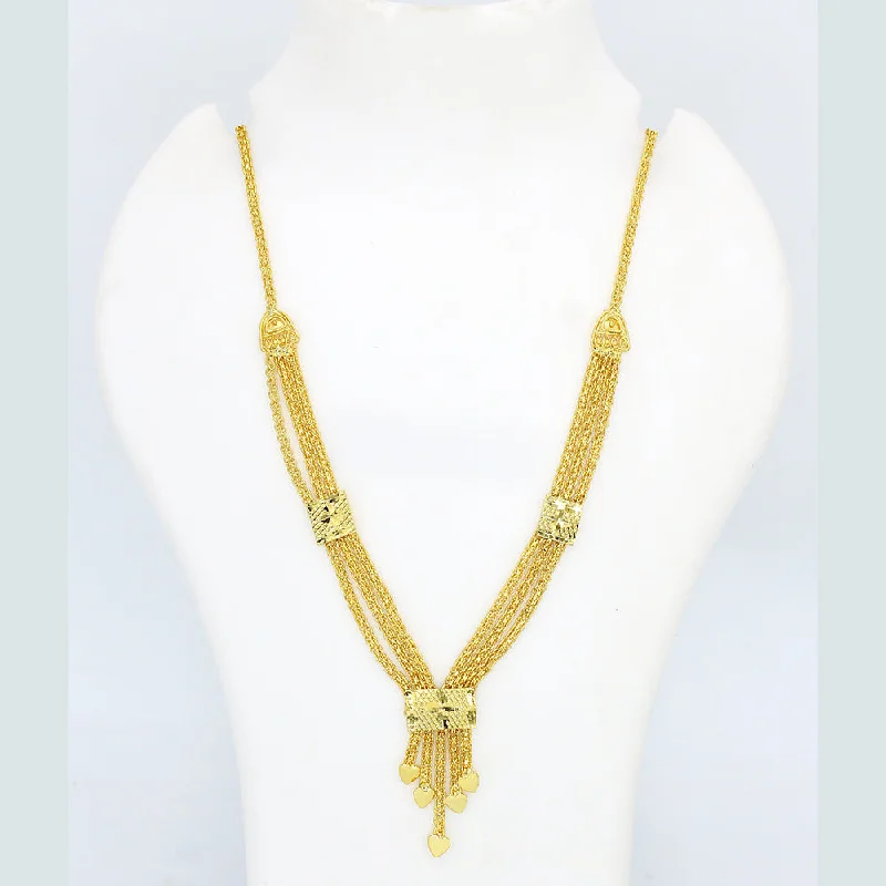 Cute Heart Pendant Necklace-Mahavir Forming Look Gold Plated Long Necklace