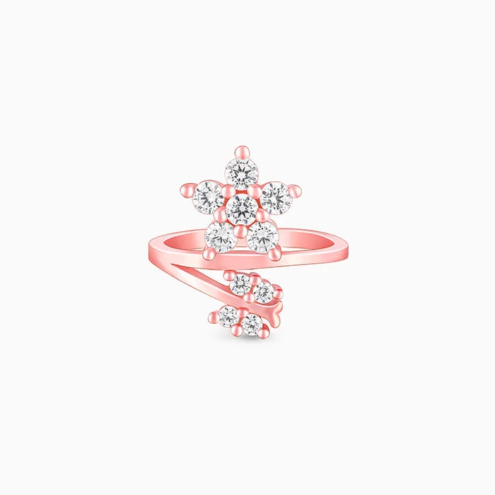 Unique Birthstone Ring-Rose Gold Butterfly Flower Ring