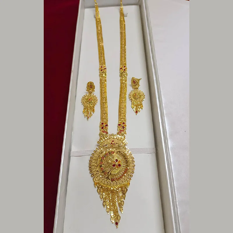 High-End Gold Necklace-Pari Art Jewellery Forming Long Necklace Set