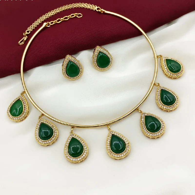 Silver Coin Necklace-Royal Kundan Jewellery Gold Plated Austrian Stone Necklace Set