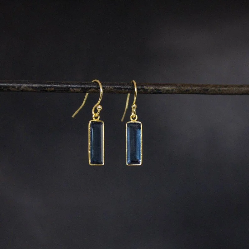 Moonstone Earrings-18ct Gold Vermeil Faceted Kyanite Drop Earrings