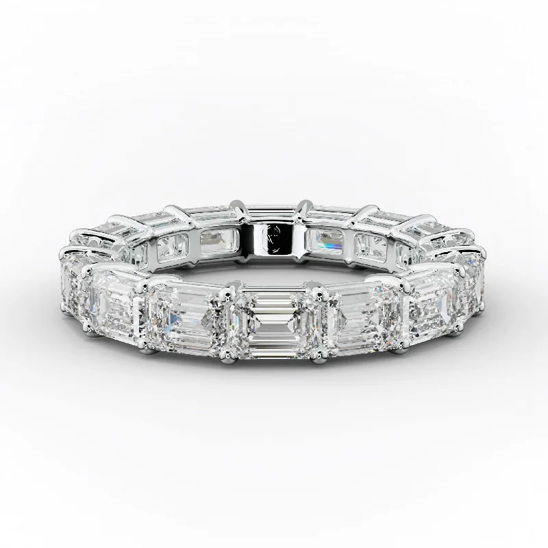 Statement Gemstone Ring-4.0 Carat East West Emerald Cut Diamond Eternity Band