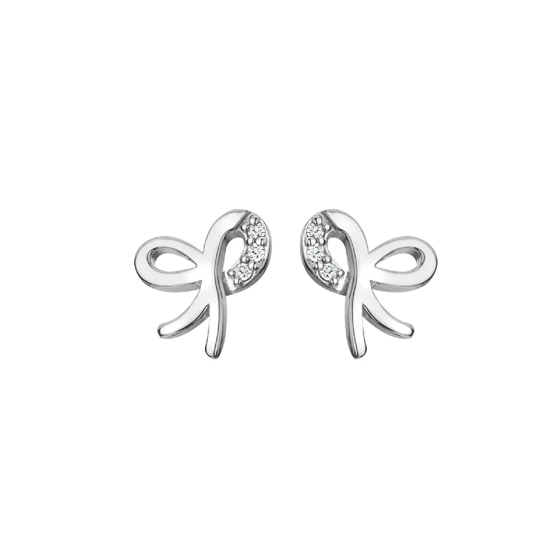 Simple Pearl Earrings-Hot Diamonds Sterling Silver Diamond Ribbon Stud Earrings