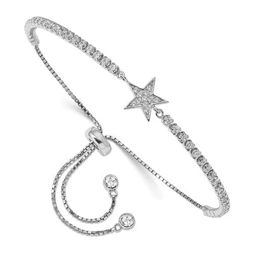 Elegant Diamond Bracelet-Sterling Silver CZ Star Adjustable Bracelet