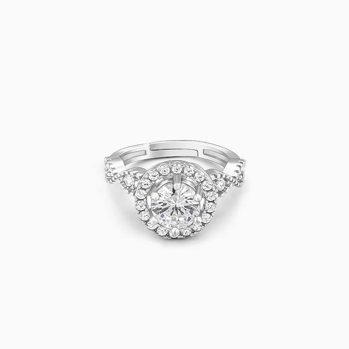 Stylish Diamond Ring-Silver Zirconia Jubilee Ring