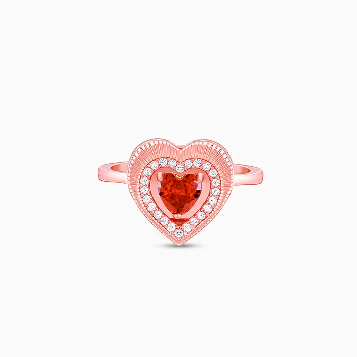 Vintage Silver Ring-Rose Gold Adorable Heart Ring