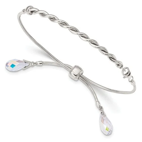 Elegant Tennis Bracelets-Sterling Silver Swarovski Crystal Tassel Adjustable Bolo Bracelet