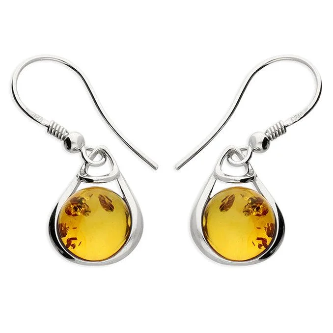 Crystal Hoop Earrings-Sterling Silver Amber Drop Earrings