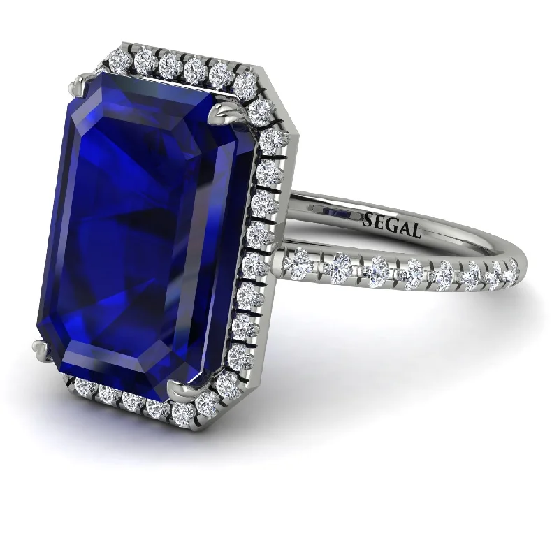 Artistic Design Ring-Ruben's custom Halo Emerald Cut Halo Sapphire Engagement Ring - Izabella No. 150