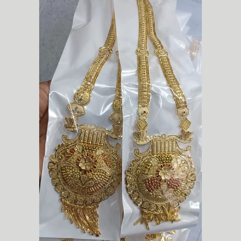 Elegant Gold Leaf Necklace-Pari Art Jewellery Forming Long Necklace Set (1 Piece Only)