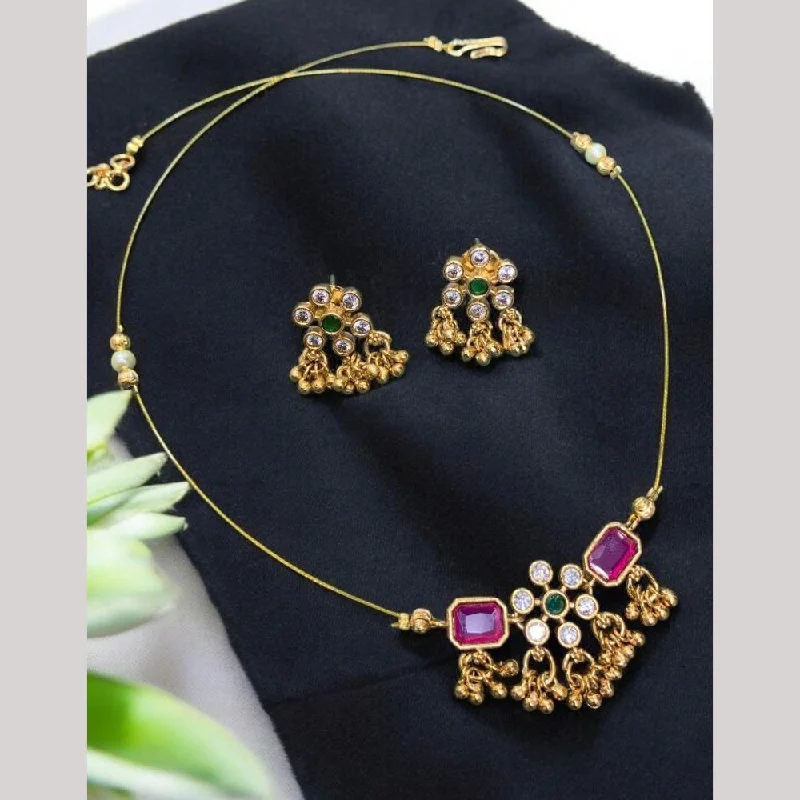 Celebrity Style Necklace-Sona Creation Gold Plated Austrian Stone Necklace Set