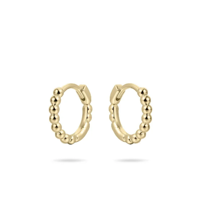 Rose Gold Chain Earrings-Gold Vermeil Yellow Gold Beaded Hoops