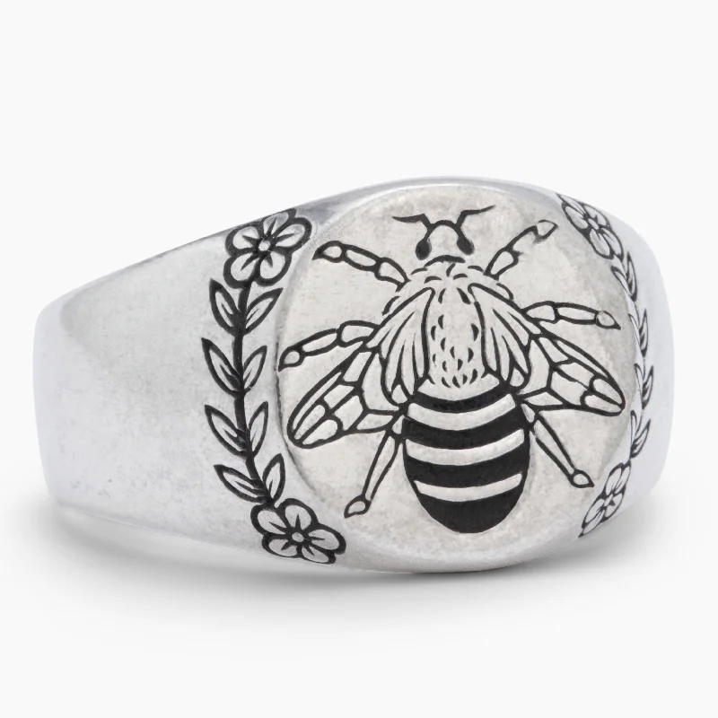 Turquoise Ring-Bee Wreath Signet