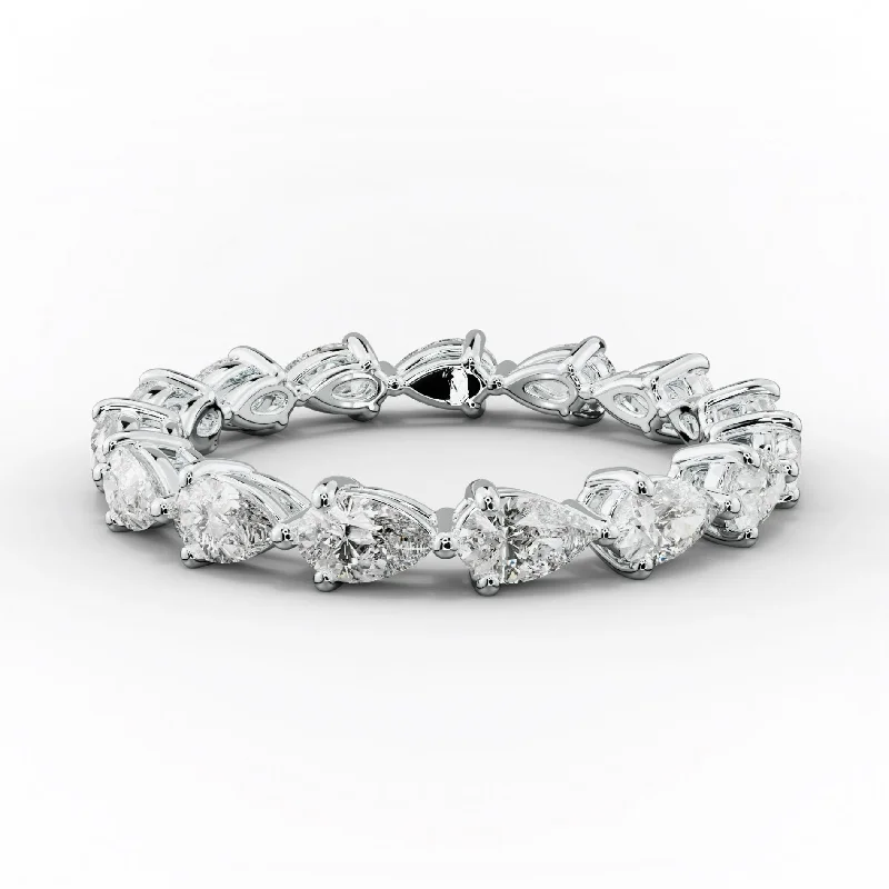 Simple Silver Ring-1.0 Carat East West Pear Shape Diamond Eternity Band