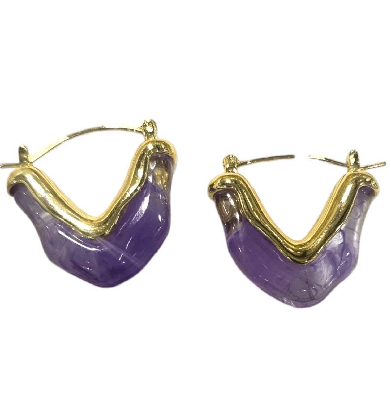 Unique Boho Earrings-Amethyst Hoop Earrings