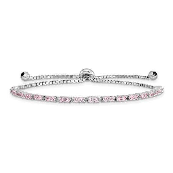 Trendy Beaded Bracelets-Sterling Silver Birthstone CZ Adjustable Bolo Bracelets