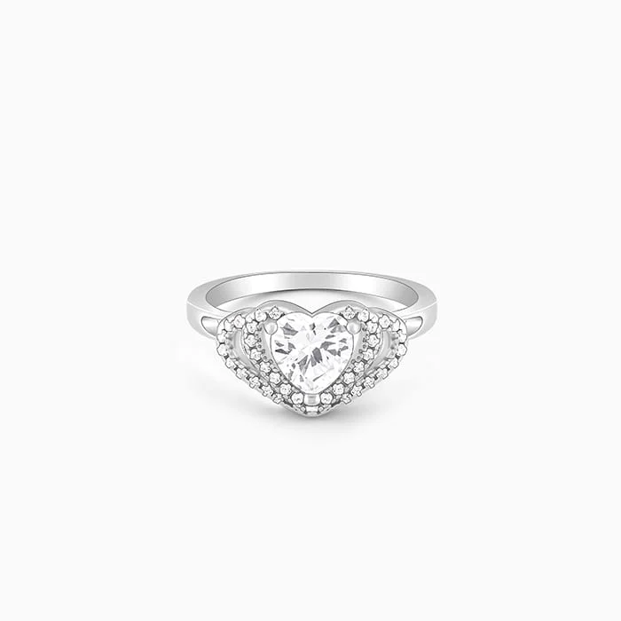 Cute Silver Ring for Women-Silver Heart Grows Ring