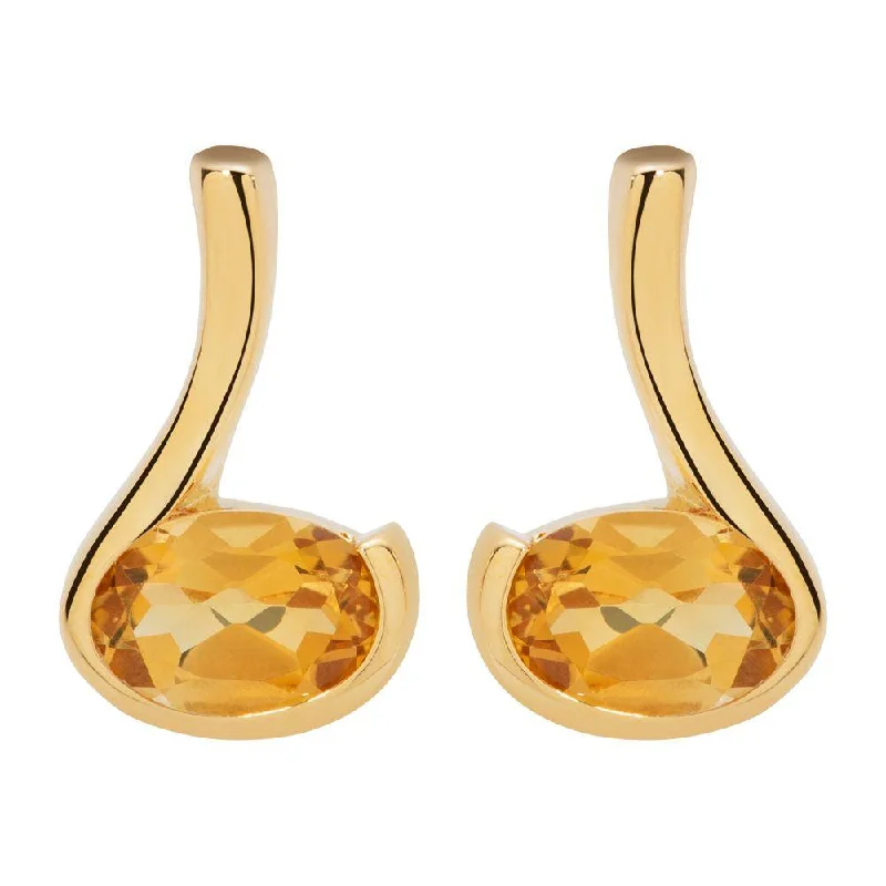 Unique Silver Earrings-Unique & Co Gold and Citrine Stud Earrings