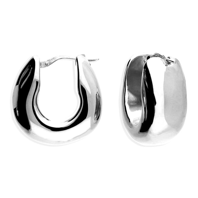 Dangle Hoop Earrings-Sterling Silver Chunky Hollow Hoop Earrings